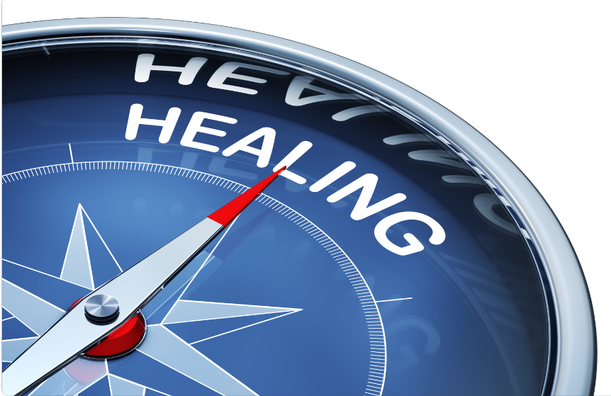Compass with the word "Healing" on it